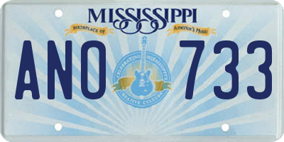 MS license plate ANO733