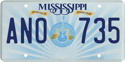 MS license plate ANO735