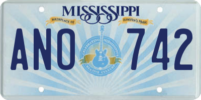 MS license plate ANO742