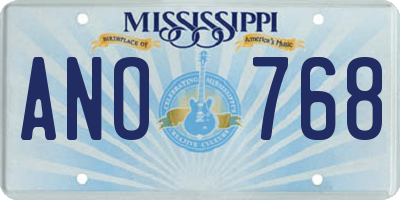 MS license plate ANO768