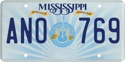 MS license plate ANO769