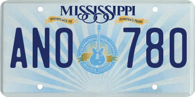 MS license plate ANO780