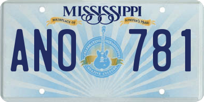 MS license plate ANO781