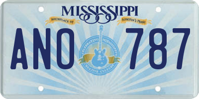 MS license plate ANO787