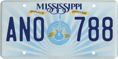 MS license plate ANO788