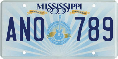 MS license plate ANO789