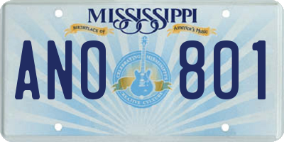 MS license plate ANO801