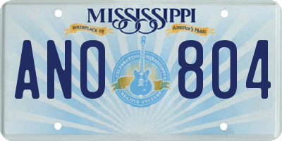 MS license plate ANO804