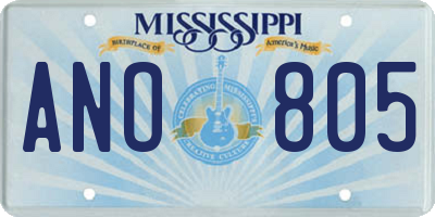 MS license plate ANO805