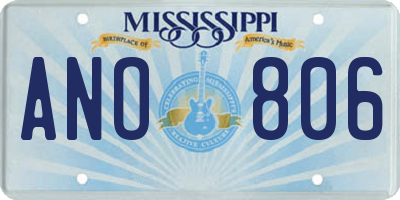MS license plate ANO806
