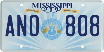 MS license plate ANO808