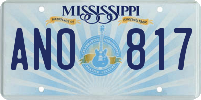 MS license plate ANO817