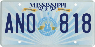 MS license plate ANO818