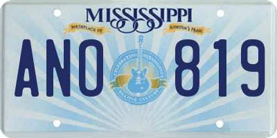MS license plate ANO819