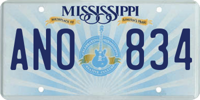 MS license plate ANO834