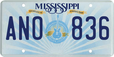 MS license plate ANO836