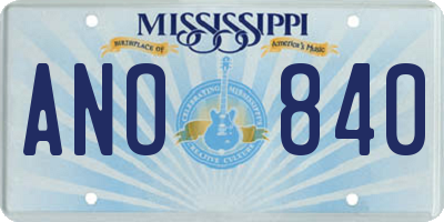 MS license plate ANO840