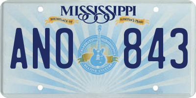MS license plate ANO843