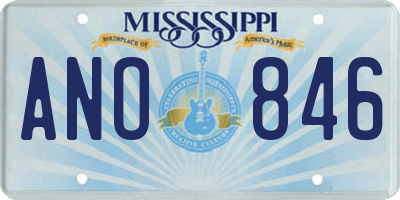 MS license plate ANO846