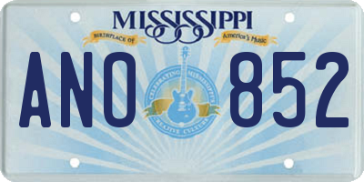 MS license plate ANO852
