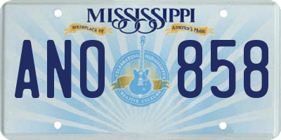 MS license plate ANO858