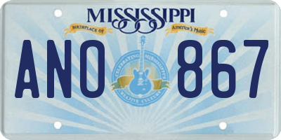 MS license plate ANO867