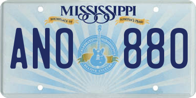MS license plate ANO880