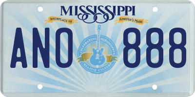 MS license plate ANO888