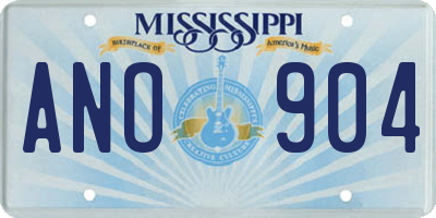 MS license plate ANO904