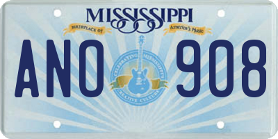 MS license plate ANO908