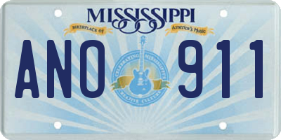 MS license plate ANO911