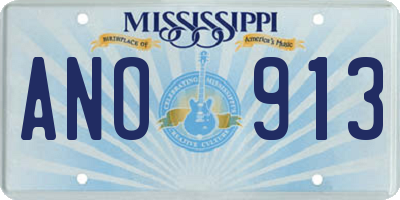 MS license plate ANO913