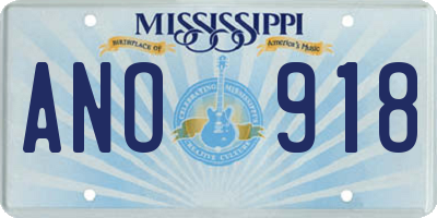 MS license plate ANO918
