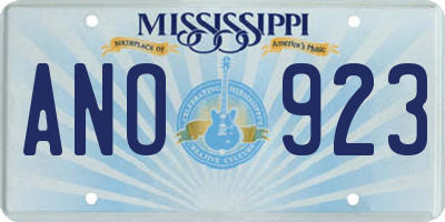 MS license plate ANO923