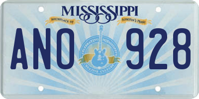 MS license plate ANO928