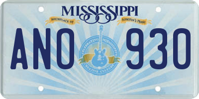 MS license plate ANO930
