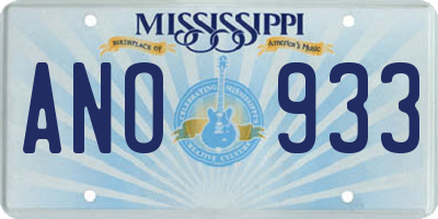 MS license plate ANO933