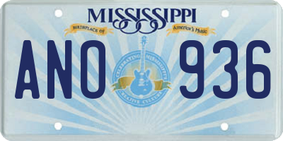 MS license plate ANO936