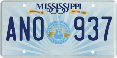 MS license plate ANO937