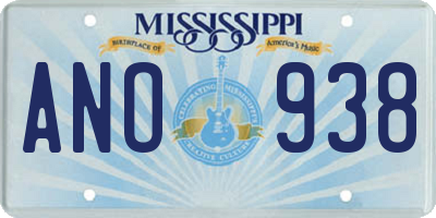 MS license plate ANO938