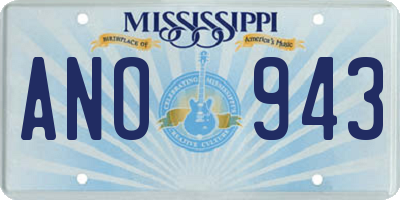 MS license plate ANO943