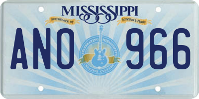 MS license plate ANO966