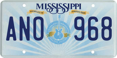 MS license plate ANO968