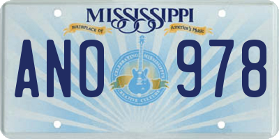 MS license plate ANO978