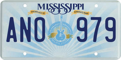 MS license plate ANO979