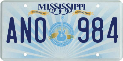 MS license plate ANO984