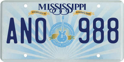 MS license plate ANO988