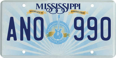 MS license plate ANO990