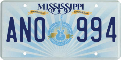 MS license plate ANO994