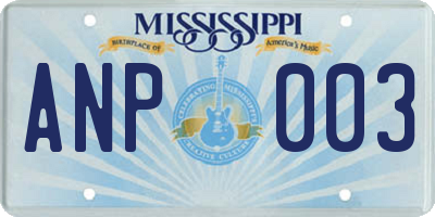 MS license plate ANP003